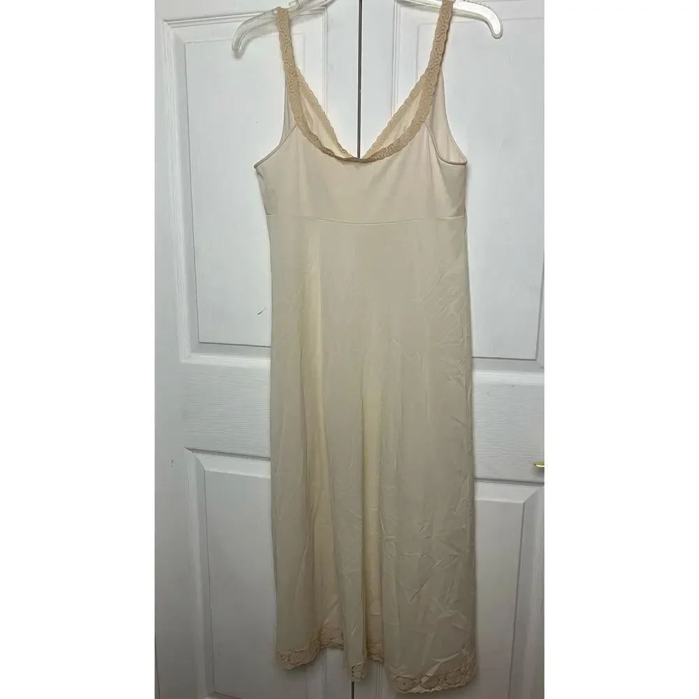 Vanity Fair Vintage Full Slip Lingerie Beige Nylon Size 36 BF